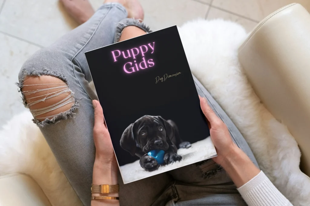 Boekomslag met puppy van Dog Dimension's Puppygids
